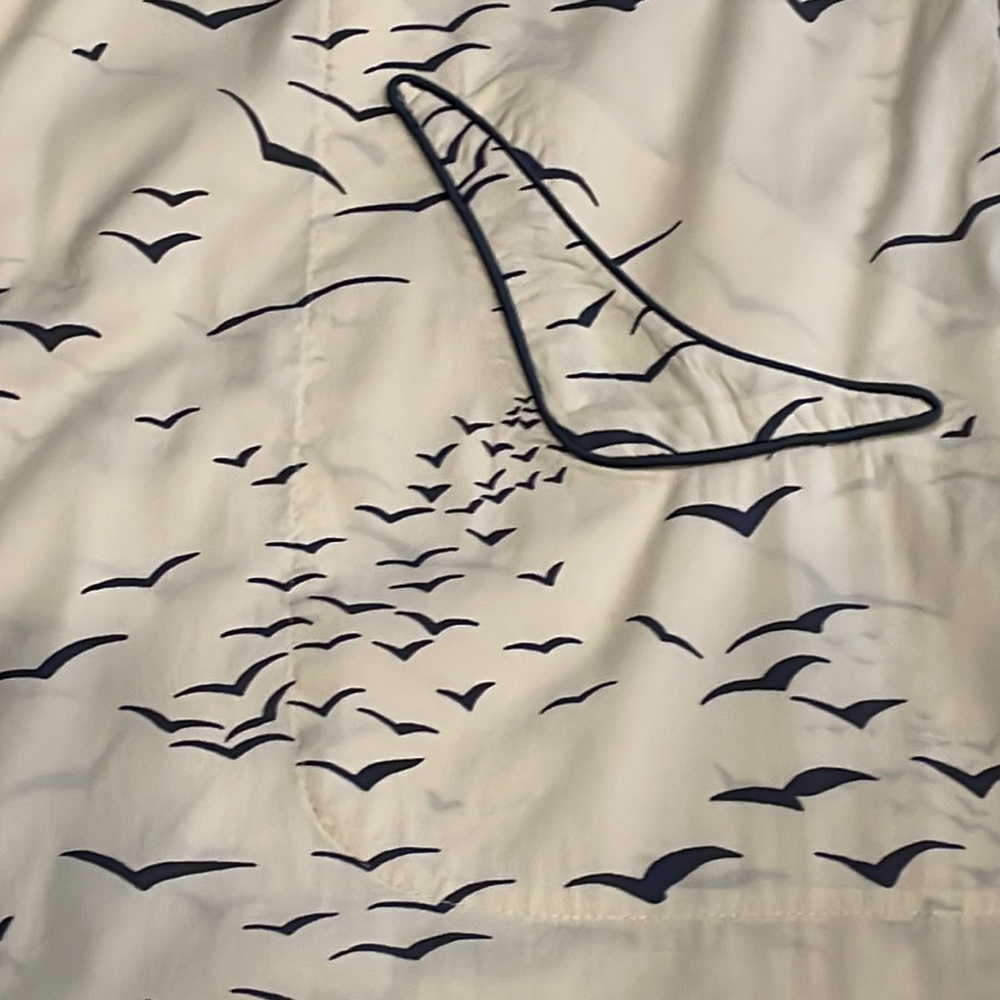 Vintage BCBG BLUE CREAM BIRD PRINT BELTED DRESS SIZE SMALL Kimono style belt - Picture 13 of 14